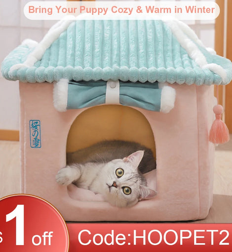 Cute Fully Enclosed House for Cats, Warm Winter Pet House, Super Soft Sleeping Bed for Puppy, Cat House Suppliers