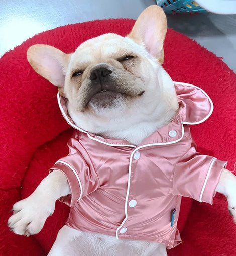 Pet Dog Clothes Soft Silk French Bulldog Pajamas Pet Coat Clothing For Small Dogs Shih Tzu Puppy Cat Shirt Pet Costume