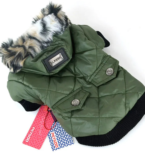 Winter Dog Clothes Puppy Dog Cute Warm Coat For Pet Faux Pockets Fur Trimmed Dog Hoodies Ropa Para Perros
