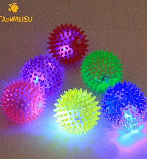 Soft Rubber Luminous Pet Dog Chewing Elastic Ball Toy Size S/L 1pcs Randomly Color