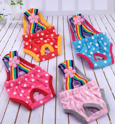 Pet Dog Shorts Diaper Sanitary Physiological Pants Washable Dog Panties Menstruation Dot Print Underwear Briefs for Girl Dogs