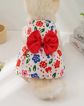 1PC Dog Dresses for Small Pet Girls Floral Puppy Dresses Dog Princess Bowknot Dress Cute Summer Outfits Cat Clothes
