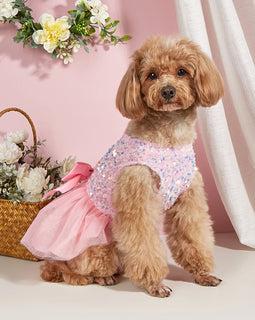Pet Dress Dog Princess Cloth Sequin Bowknot Puppy Dresses with Tulle Doggie Kitten Costume
