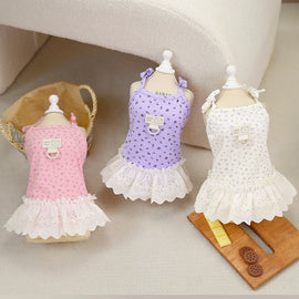 Pet Dog Floral Dress Summer Sling Small Dog Princess Skirt Party Costume Pet Apparel