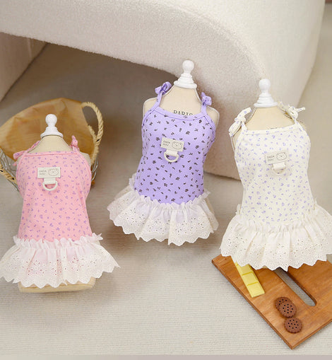 Pet Dog Floral Dress Summer Sling Small Dog Princess Skirt Party Costume Pet Apparel