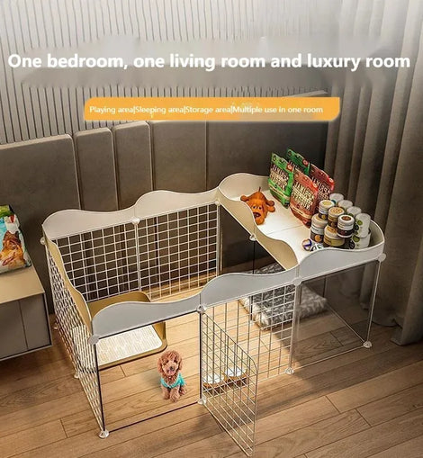 Household Pet Dog Fence House  Kennel Indoor Small Dog Teddy Bear Fence Isolation Door With Toilet Area  Cage