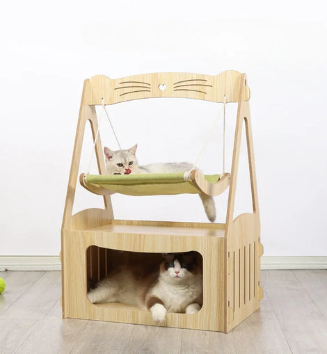 Multifunctional Luxury Cat Villa Double-story Pet House Four-season Universal Cat Nest Cat Hammock Pet Toys Pet Supplies