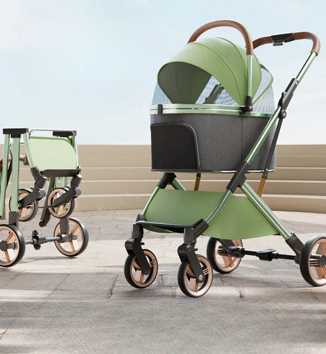 Detachable Pet Stroller Ultra-light Portable Outdoor Cat and Dog Stroller Aluminum Alloy Frame Four-wheel Shock Absorber