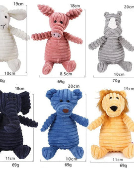 Plush Dog Toy Animals Shape Bite Resistant Squeaky Toys Corduroy Dog Toys for Small Large Dogs Puppy Pets Training Accessories