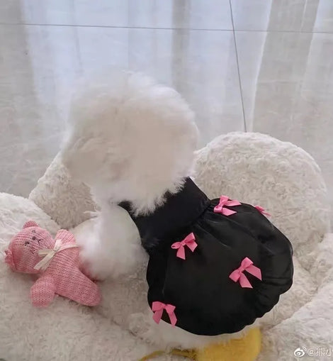 Pet Dog Dresses Princess Wind Flowing Light Gauze Dog Summer Bow Strap Skirt Sling Dress Breathable Thin TeddyPet Dog Clothes