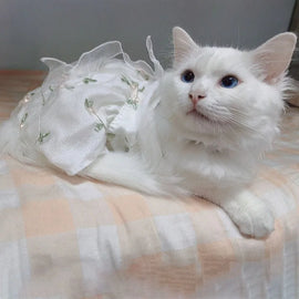 Pet Traction Skirt Lace Cat Dress Princess Dresses Outfit Puppy Clothes Pets Dog Clothing for Wedding Birthday Party Cat Apparel