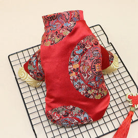 Pet Clothes Chinese New Year Dog Tang Suit For Dogs Cheongsam Winter Dog Coat Jacket Traditional Spring Festival Pet Costume