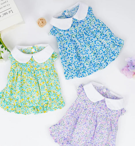 Dog Dress Summer Floral Pet Skirts Cat Sweet Dresses Chihuahua Yorkie Clothing Soft Breathable Puppy Costume Girls Dog Clothes