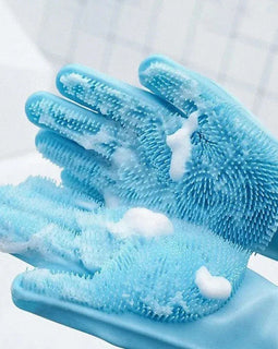 Pet Grooming Bathing Gloves Dog Cat Bathing Shampoo Massaging Cleaning Cleanner Sponge Silicon Hair Removal Glove