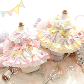Pet Dresses for Small Dogs Female Dog Luxury Princess Dog Clothes with Bow Lace Ruffles Pink Cute Puppy Skirt for Yorkie Maltese