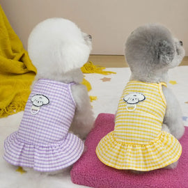 Pet Vest Cute Pet Plaid Camisole Dress Soft Thin Design Dog Princess Dress Breathable Cat Skirt Autumn