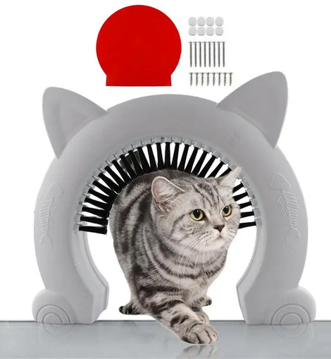 Pet Cat Dog Door Hole Access Direction Controllable Toy For Pet Training Dog Cats Kitten ABS Pet Gate Door Kit with Clean Brush