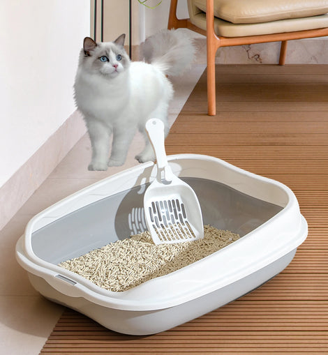 Semi-enclosed Litter Box Spatter-proof Cat Toilet Large Kitten Cleaning Supplies Large Cat Poop Bowl Pet Bupplies
