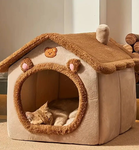 Foldable Pet House Removable Washable Cat House Puppy Cave Sofa Pet Bed House for Extra Small Dogs and Small and Medium Cats