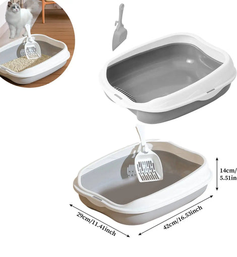 Semi enclosed cat little box With High Side Bedpan Potty Toilet for Small Pets Indoor Cats little tray Kitty litter pan Shovel