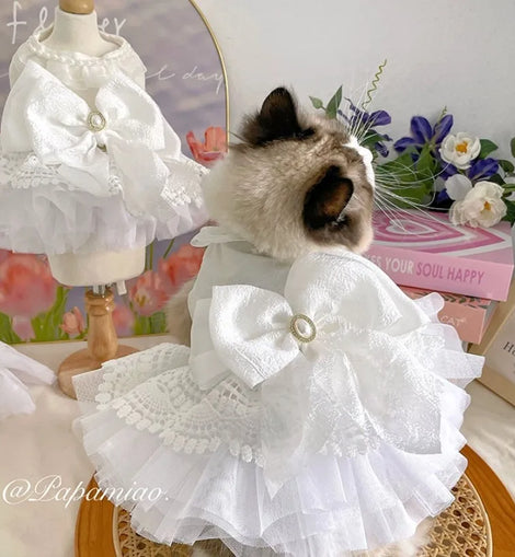 Luxury Princess Cat Wedding Dress Skirt Dog Dresses for Small Dogs Pet Clothing Costume Puppy Supplies Skirt ropa para perros