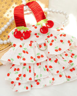 Pet Dress for Dogs & Cats - Layered Cake Style Printed Clothes, Small Medium Breed Apparel, Adorable Summer Outfit