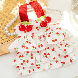 Pet Dress for Dogs & Cats - Layered Cake Style Printed Clothes, Small Medium Breed Apparel, Adorable Summer Outfit