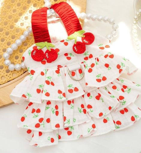 Pet Dress for Dogs & Cats - Layered Cake Style Printed Clothes, Small Medium Breed Apparel, Adorable Summer Outfit