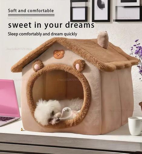 2025 New houses And habitats Four Seasons Pet House Cozy Winter Shelter for Small Dogs Cats, Cat House Style with Removable Wash