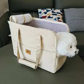 Pet Car Seat Portable Cat Bag Going Out Dog Bag Breathable Pet Satchel One Shoulder Crossbody Canvas Backpack