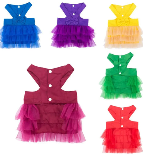 Photo Props Soft Dog Lace Dress Comfortable Breathable Dog Princess Dress with Bowknot Pet Dress