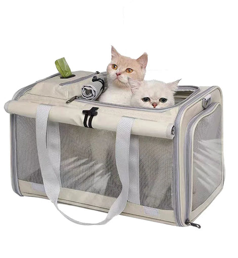 Pet Bag  Portable Bag for Outings Foldable Car Shoulder Portable Cat Bag  Large Capacity Two Cat Outing Bag
