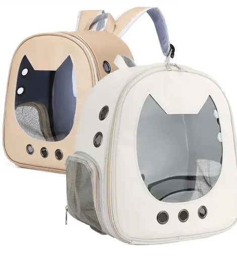 Pet Supplies Cat Carrier Bag PU Portable Travel Outdoor Backpack for Cat Small Dogs Transparent Breathable Carrying Shoulder Bag