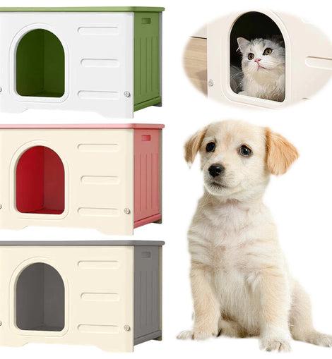 Four Seasons Waterproof Pet Shelter Outdoor Cats Dogs Shelter Windproof Rainproof Cozy House for Small Pets Outdoor Kitten Nest