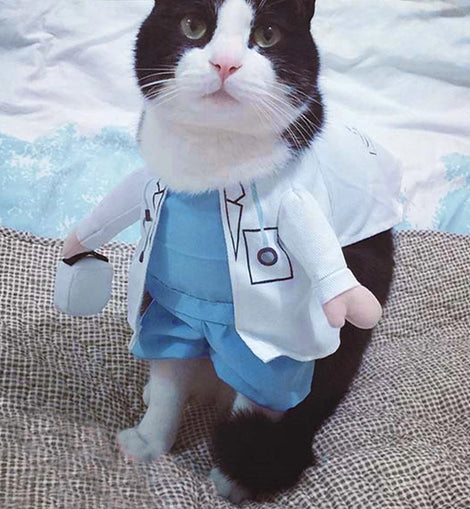 Pet Halloween Costume Funny Dog Cat Doctor Costume Pet Doctor Clothing Funny Cosplay Clothes Dress Apparel Outfit Uniform
