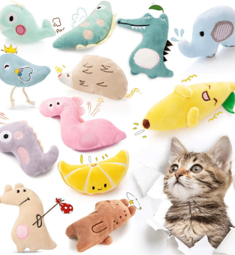 Pet Molar Bite toy Cartoon Stuffed Animal Cute Plush Cat Chew Toy Interactive Pets Toys For Cat