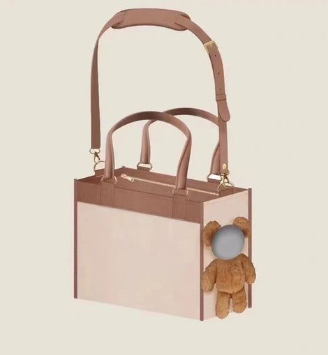 Pet carry bag Pet bag Creative fashionable handbag One-shoulder tilt straddle tote cat bag Small dog brown bear bag