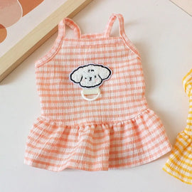Pet Vest Cute Pet Plaid Camisole Dress Breathable Soft Dog Princess Dress Thin Design Cat Skirt Spring