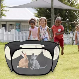 Portable Pet Puppy Rabbit Playpen Indoor Outdoor Small Animal Hamsters Fence Tent Cage with Cover Waterproof Pets Camping House