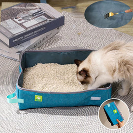 Semi Enclosed Cat Litter Box, Foldable, Portable, Waterproof, Oxford Cloth, Open Cat Toilet  Cat Litter Box Pet Supplies & Pet