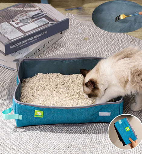 Semi Enclosed Cat Litter Box, Foldable, Portable, Waterproof, Oxford Cloth, Open Cat Toilet  Cat Litter Box Pet Supplies & Pet