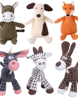 Plush Dog Toy Animals Shape Bite Resistant Squeaky Toys Corduroy Dog Toys for Small Large Dogs Puppy Pets Training Accessories