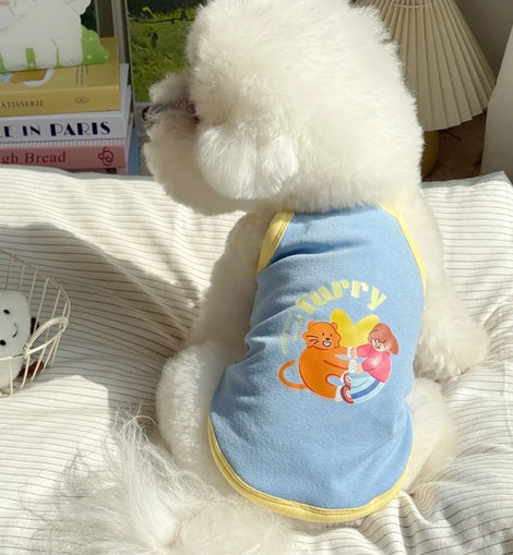 Pet Dresses Thin Strap Dogs Vest Comfortable Fabric Printed Design Puppy Camisole Breathable Soft Small Dog Cat Dress Puppy
