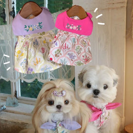 Pet Clothing Small Dog Dress Autumn Iris Skirt Outdoor Clothing Fragrant Flower Puff Skirt Dog Dresses for Small Dog Clothes