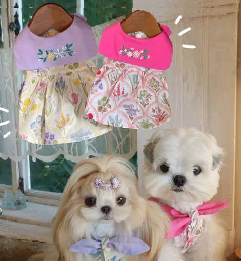 Pet Clothing Small Dog Dress Autumn Iris Skirt Outdoor Clothing Fragrant Flower Puff Skirt Dog Dresses for Small Dog Clothes