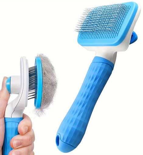 Pet Grooming Brush Gentle Deshedding Massage Comb with One-Click Hair Removal Dog Grooming for Dogs & Cats Easy-Clean