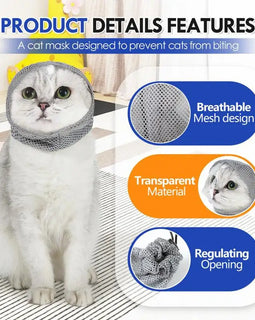 Cat Helmet For Grooming Anti-Bite Breathable Kitten Face Protection Adjustable Pet Grooming Muzzle Anti Scratch Cat Grooming