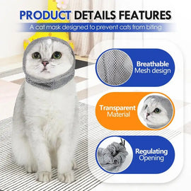 Cat Helmet For Grooming Anti-Bite Breathable Kitten Face Protection Adjustable Pet Grooming Muzzle Anti Scratch Cat Grooming