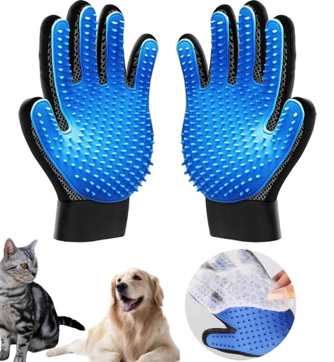 Pet Grooming Kit for Dog Cat Rabbit Fur 2 Sided Grooming Brush Bath Cleaning Glove De-Shedding De-Matting Pet Hair