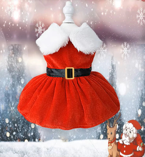 Pet Dog Dresses for Small Dogs Cat Christmas Party Red Princess Skirt Puppy Xmas Dress Chihuahua Yorkies Pug Poodle Costume
